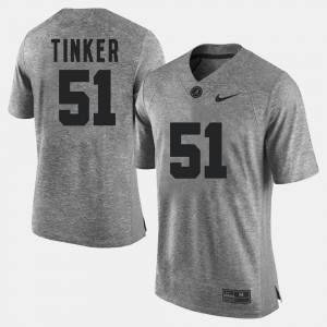 Alabama #51 For Men's Carson Tinker Jersey Gray Stitched Gridiron Gray Limited Gridiron Limited 979612-739
