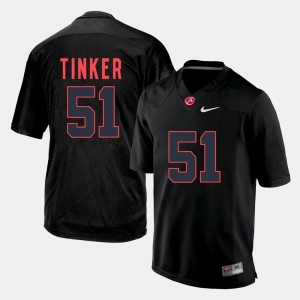 Bama #51 For Men Carson Tinker Jersey Black Official Silhouette College 249162-690