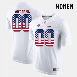 Bama #00 For Women's Custom Jerseys White US Flag Fashion NCAA 150520-736