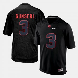 Bama #3 Mens Vinnie Sunseri Jersey Black Silhouette College Official 567278-212