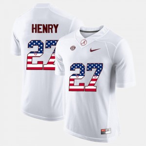 Alabama Roll Tide #27 Men's Derrick Henry Jersey White US Flag Fashion Official 386350-274