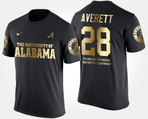 Alabama Roll Tide #28 Mens Anthony Averett T-Shirt Black University Short Sleeve With Message Gold Limited 155969-878