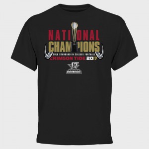 Alabama Roll Tide For Men T-Shirt Black Stitched College Football Playoff 2017 National Champions Trophy Bowl Game 920707-676