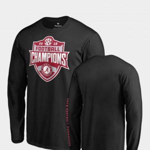 University of Alabama For Men's T-Shirt Black Embroidery 2018 SEC Football Champions Long Sleeve 478648-828