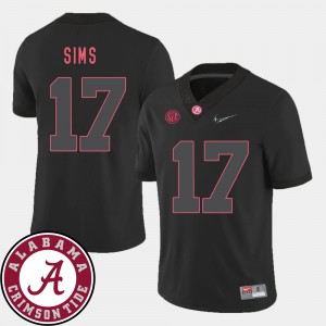 Bama #17 For Men's Cam Sims Jersey Black Player College Football 2018 SEC Patch 411073-855