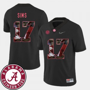 University of Alabama #17 For Men's Cam Sims Jersey Black High School Pictorial Fashion Football 509613-281