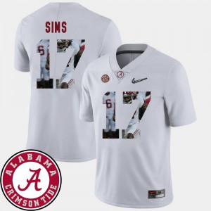 Alabama #17 For Men's Cam Sims Jersey White College Pictorial Fashion Football 694424-407