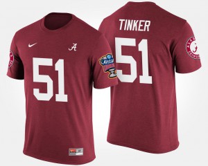 Alabama Crimson Tide #51 Men's Carson Tinker T-Shirt Crimson NCAA Sugar Bowl Bowl Game 617605-920