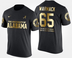 Bama #65 Men's Chance Warmack T-Shirt Black Short Sleeve With Message Gold Limited Embroidery 154982-119