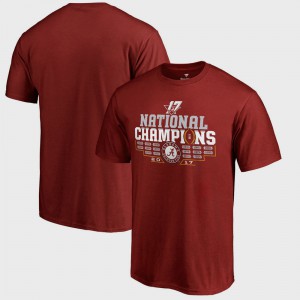 Roll Tide Men's T-Shirt Crimson Stitch College Football Playoff 2017 National Champions Multi Kick Bowl Game 800896-409