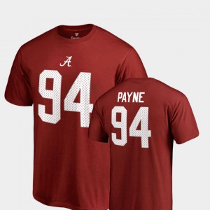 University of Alabama #94 Men's Da'Ron Payne T-Shirt Crimson College College Legends Name & Number 447061-295