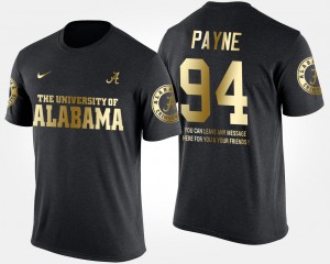 Alabama #94 Men's Da'Ron Payne T-Shirt Black Short Sleeve With Message Gold Limited College 342901-290
