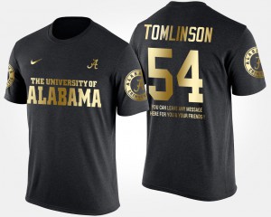 Alabama Crimson Tide #54 For Men Dalvin Tomlinson T-Shirt Black Embroidery Short Sleeve With Message Gold Limited 316919-277