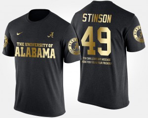 University of Alabama #49 Mens Ed Stinson T-Shirt Black High School Short Sleeve With Message Gold Limited 168653-279