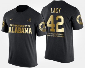 Alabama Roll Tide #42 For Men Eddie Lacy T-Shirt Black Short Sleeve With Message Gold Limited Player 687056-177