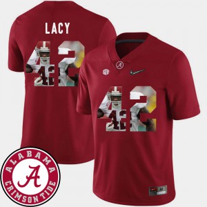 Alabama Roll Tide #42 For Men Eddie Lacy Jersey Crimson NCAA Football Pictorial Fashion 593129-422