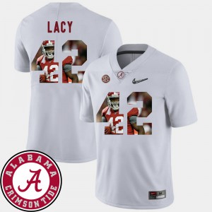 Alabama Crimson Tide #42 Mens Eddie Lacy Jersey White Football Pictorial Fashion NCAA 557927-381