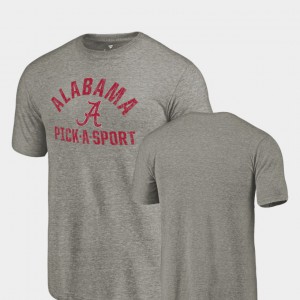 Roll Tide For Men T-Shirt Gray Tri-Blend Distressed Pick-A-Sport Stitch 768285-398