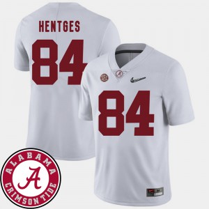 Alabama Roll Tide #84 Men Hale Hentges Jersey White 2018 SEC Patch College Football Stitched 726308-831