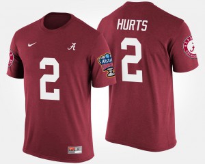 Alabama #2 For Men Jalen Hurts T-Shirt Crimson Stitch Bowl Game Sugar Bowl 513808-318