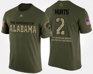 Alabama Crimson Tide #2 For Men Jalen Hurts T-Shirt Camo Short Sleeve With Message Military College 541485-652