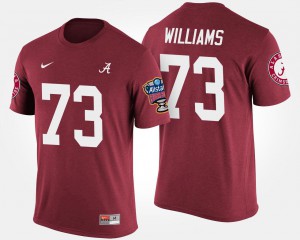 Alabama #73 Men's Jonah Williams T-Shirt Crimson Official Sugar Bowl Bowl Game 833327-595
