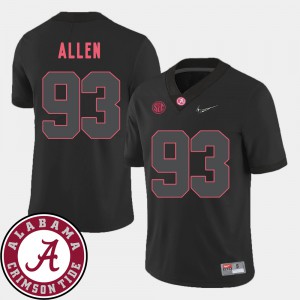Alabama #93 Mens Jonathan Allen Jersey Black 2018 SEC Patch College Football Stitch 458292-256