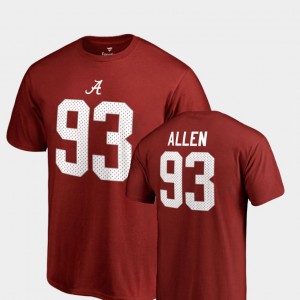 Roll Tide #93 For Men Jonathan Allen T-Shirt Crimson Stitch Name & Number College Legends 216799-851