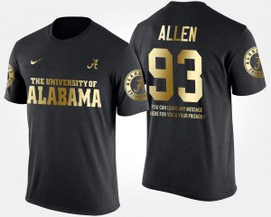 Alabama Crimson Tide #93 For Men's Jonathan Allen T-Shirt Black NCAA Gold Limited Short Sleeve With Message 553634-683