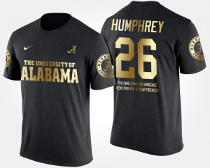 Alabama Crimson Tide #26 Mens Marlon Humphrey T-Shirt Black Short Sleeve With Message Gold Limited Stitched 777807-340