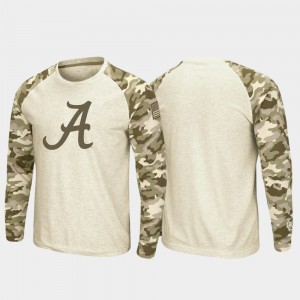 Alabama For Men T-Shirt Oatmeal Raglan Long Sleeve Desert Camo OHT Military Appreciation Embroidery 387204-563