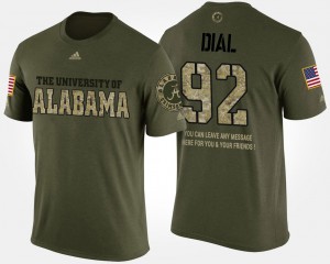 Alabama Crimson Tide #92 Men Quinton Dial T-Shirt Camo Player Short Sleeve With Message Military 734999-268