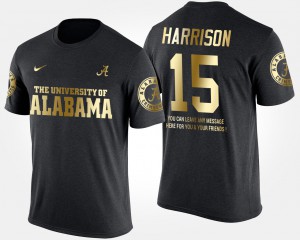 Alabama #15 For Men Ronnie Harrison T-Shirt Black College Gold Limited Short Sleeve With Message 376377-385