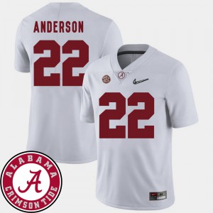 Alabama #22 Men's Ryan Anderson Jersey White Player 2018 SEC Patch College Football 150375-193