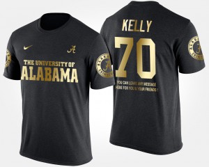 Bama #70 For Men Ryan Kelly T-Shirt Black Short Sleeve With Message Gold Limited High School 378874-873