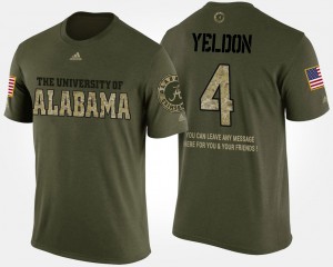 Bama #4 For Men T.J. Yeldon T-Shirt Camo NCAA Short Sleeve With Message Military 201426-916
