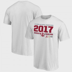 Roll Tide Men's T-Shirt White College Football Playoff 2017 National Champions Offside Bowl Game Player 510562-285