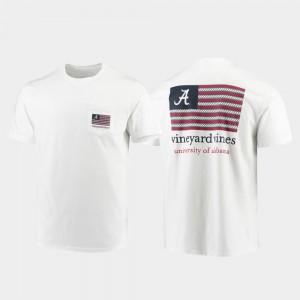 University of Alabama For Men's T-Shirt White Embroidery Vineyard Vines Americana Flag 849317-977