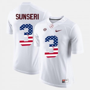 Roll Tide #3 Mens Vinnie Sunseri Jersey White NCAA US Flag Fashion 923773-973