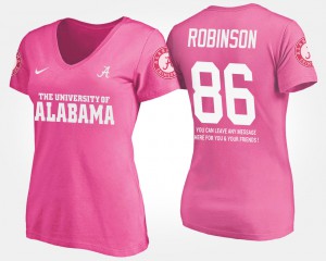 Roll Tide #86 Women A'Shawn Robinson T-Shirt Pink NCAA With Message 811900-551