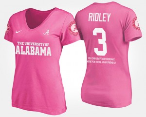 Alabama #3 Women Calvin Ridley T-Shirt Pink High School With Message 345452-141