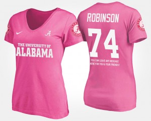 Bama #74 For Women Cam Robinson T-Shirt Pink Official With Message 612622-803