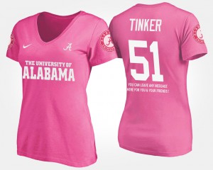 Bama #51 Womens Carson Tinker T-Shirt Pink Stitch With Message 853937-491