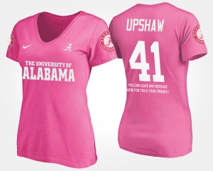 Alabama #41 For Women Courtney Upshaw T-Shirt Pink Player With Message 589319-755
