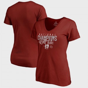 Alabama Crimson Tide Womens T-Shirt Crimson Alumni Bowl Game College Football Playoff 2017 National Champions V-Neck Lateral 743557-580