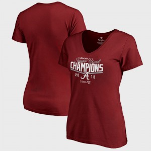Alabama Roll Tide For Women's T-Shirt Crimson Alumni College Football Playoff 2018 Sugar Bowl Champions Goal V-Neck Bowl Game 797206-582