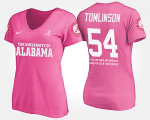 Alabama Crimson Tide #54 Womens Dalvin Tomlinson T-Shirt Pink With Message NCAA 769145-379