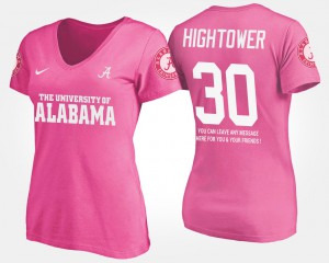 University of Alabama #30 For Women Dont'a Hightower T-Shirt Pink Stitched With Message 516359-574
