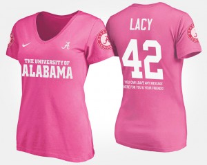 Alabama Crimson Tide #42 For Women's Eddie Lacy T-Shirt Pink High School With Message 134731-927