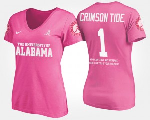 Alabama #1 Women T-Shirt Pink Official No.1 Short Sleeve With Message 439808-368